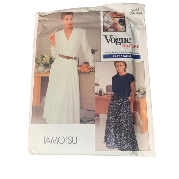 Vogue Career Sewing Pattern 2035 by Tamotsu Shirt Skirt Size 8-12 uncut Vintage - Picture 1 of 2